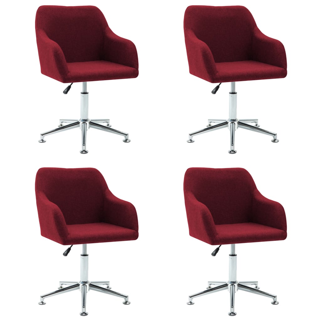 vidaXL Swivel Dining Chairs 4 pcs Wine Red Fabric