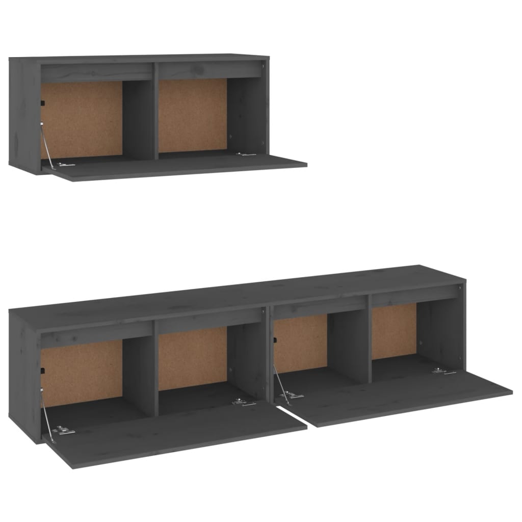 vidaXL TV Cabinets 3 pcs Gray Solid Wood Pine