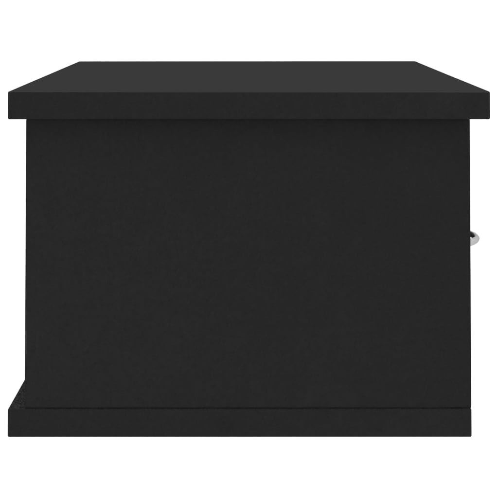 vidaXL Wall-mounted Drawer Shelf Black 23.6"x10.2"x7.2" Chipboard
