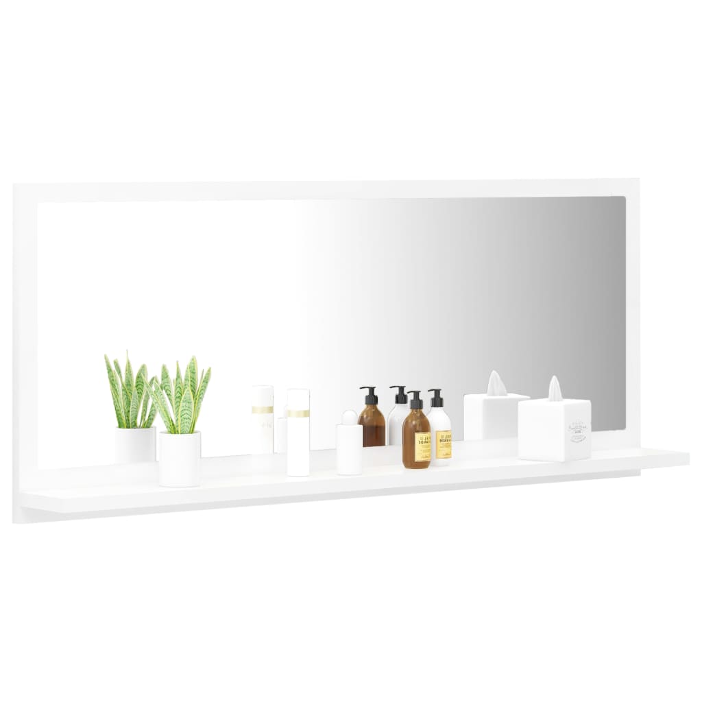 vidaXL Bathroom Mirror White 35.4"x4.1"x14.6" Engineered Wood