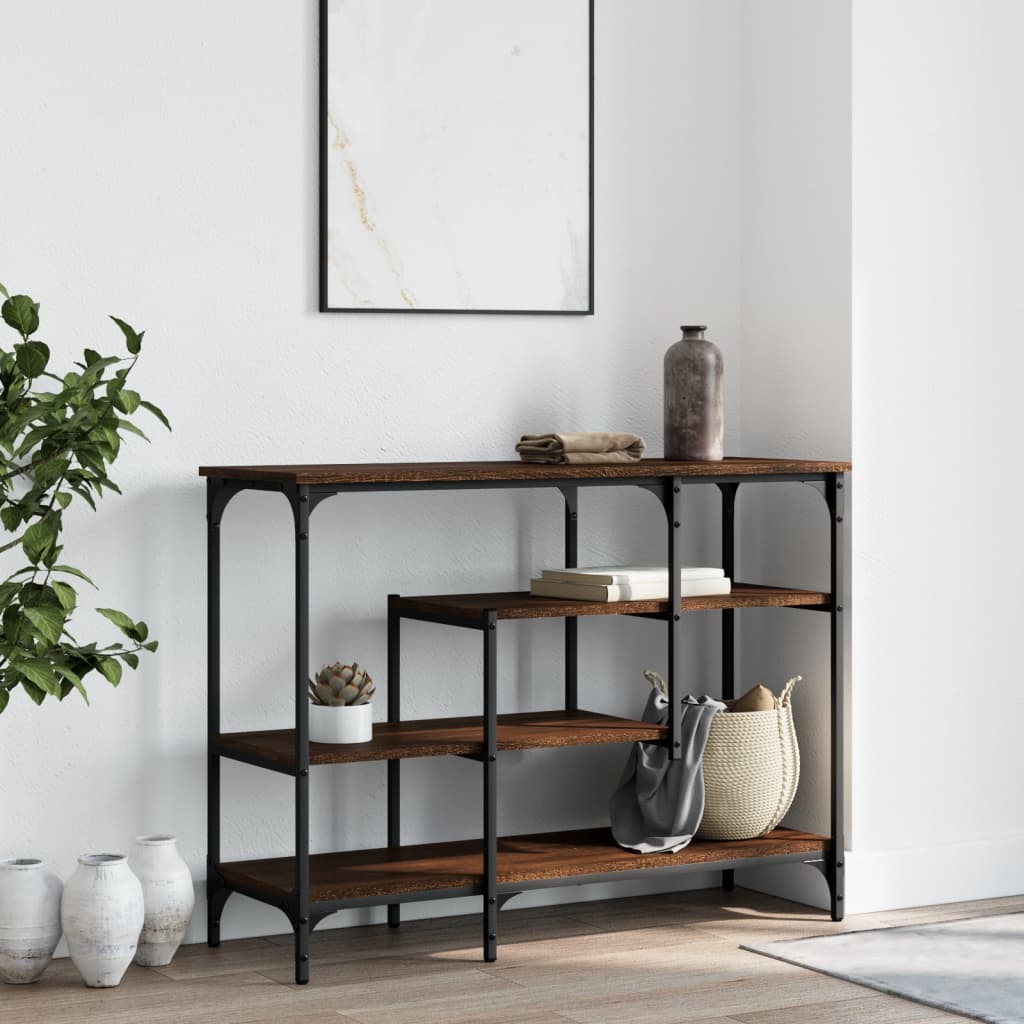 vidaXL Console Table with Shelves Brown Oak 39.4"x13.8"x29.5"