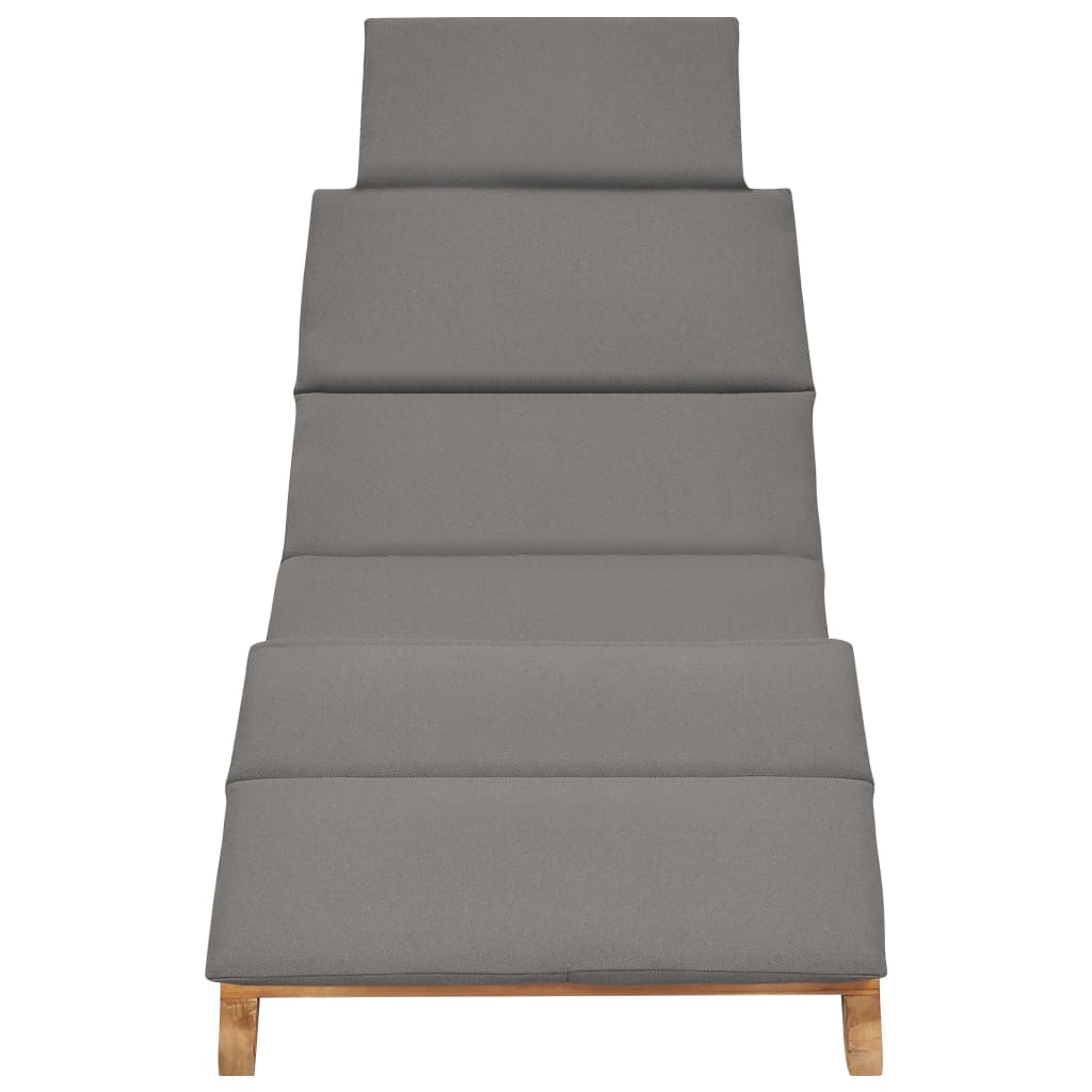 vidaXL Folding Sun Lounger with Dark Gray Cushion Solid Teak Wood