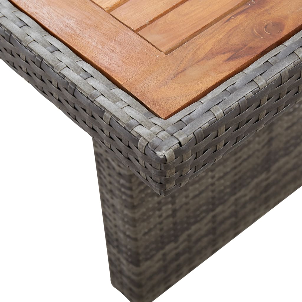 vidaXL Patio Table 94.5"x35.4"x29.1" Poly Rattan and Solid Acacia Wood