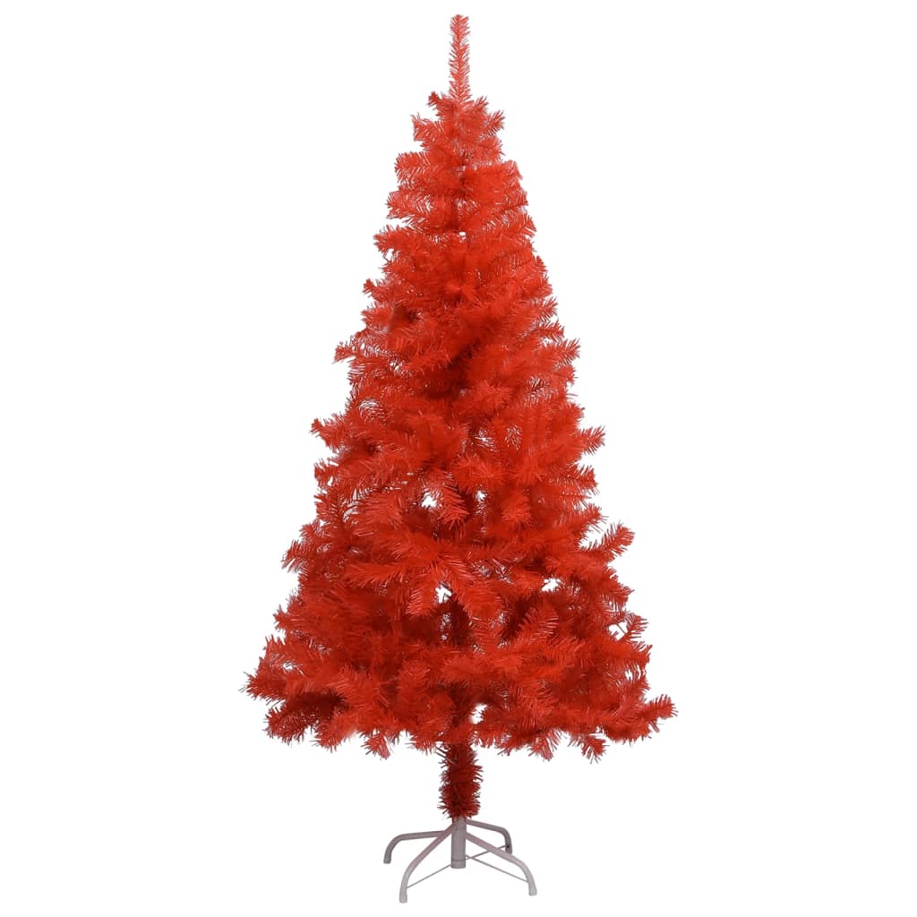 vidaXL Artificial Christmas Tree with LEDs&Ball Set Red 47.2" PVC