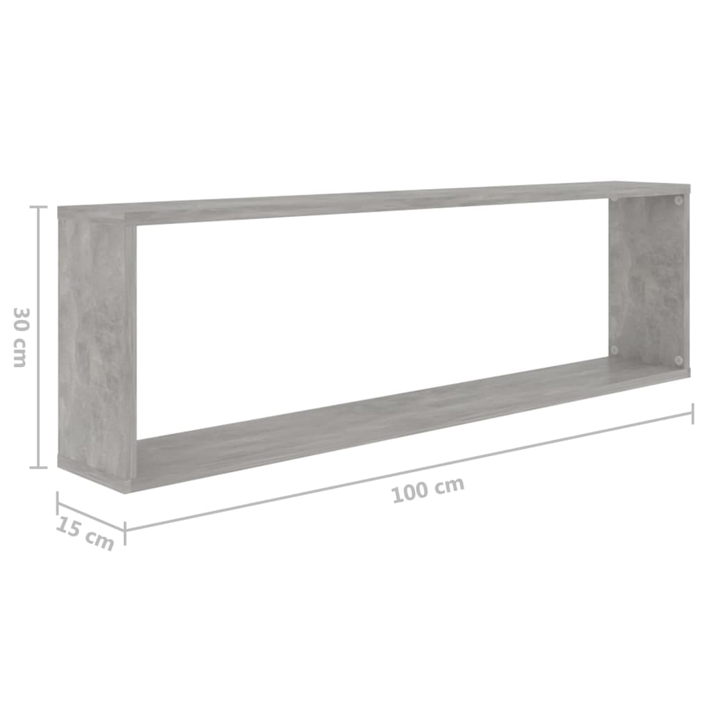 vidaXL Wall Cube Shelves 4 pcs Concrete Gray 39.4"x5.9"x11.8" Engineered Wood