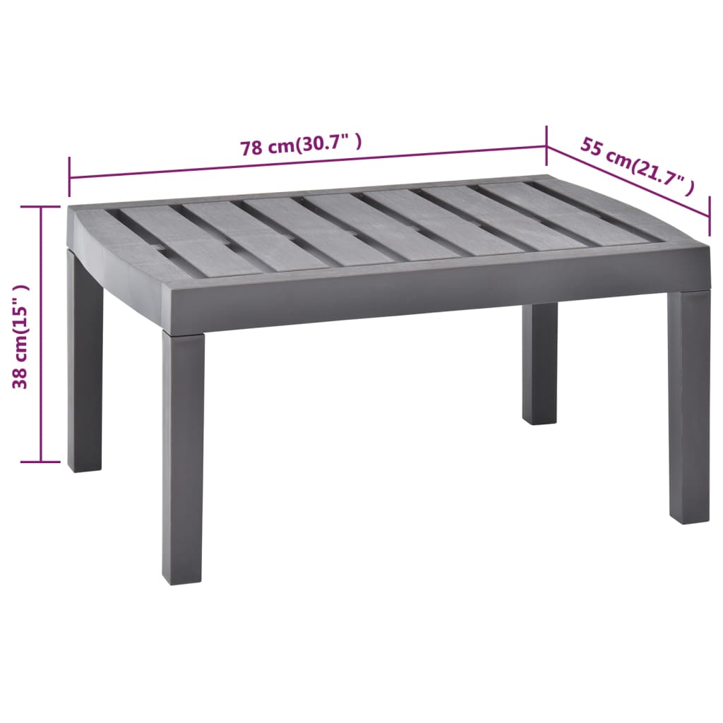 vidaXL Patio Table Mocha 30.7"x21.7"x15" Plastic