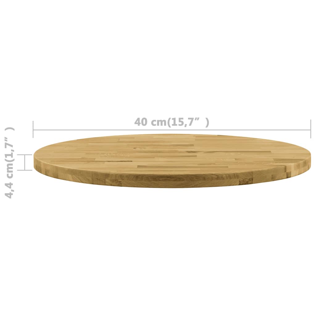 vidaXL Table Top Solid Oak Wood Round 1.7" 15.7"