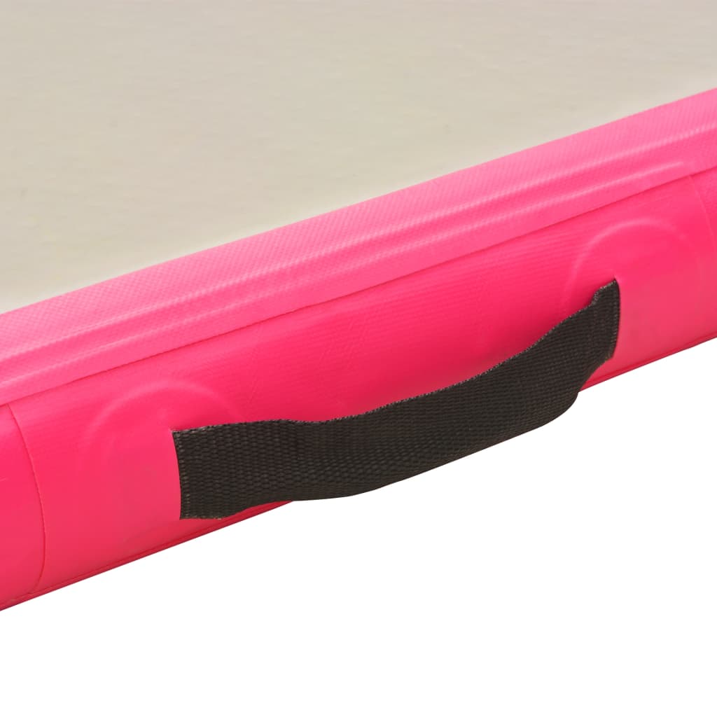 vidaXL Inflatable Gymnastics Mat with Pump 196.9"x39.4"x3.9" PVC Pink