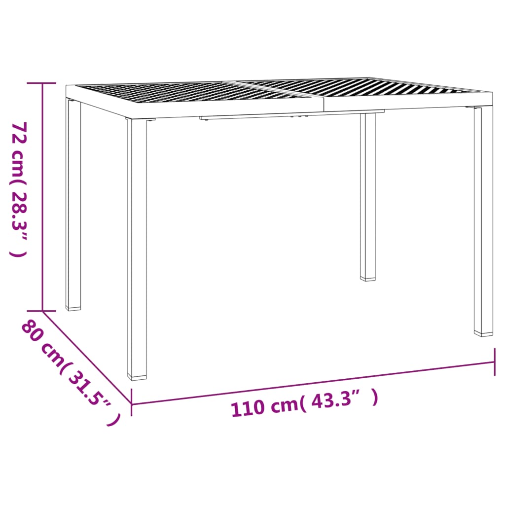 vidaXL Patio Table Anthracite 43.3"x31.5"x28.3" Steel