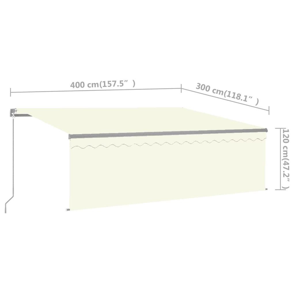 vidaXL Manual Retractable Awning with Blind&LED 157.5"x118.1" Cream