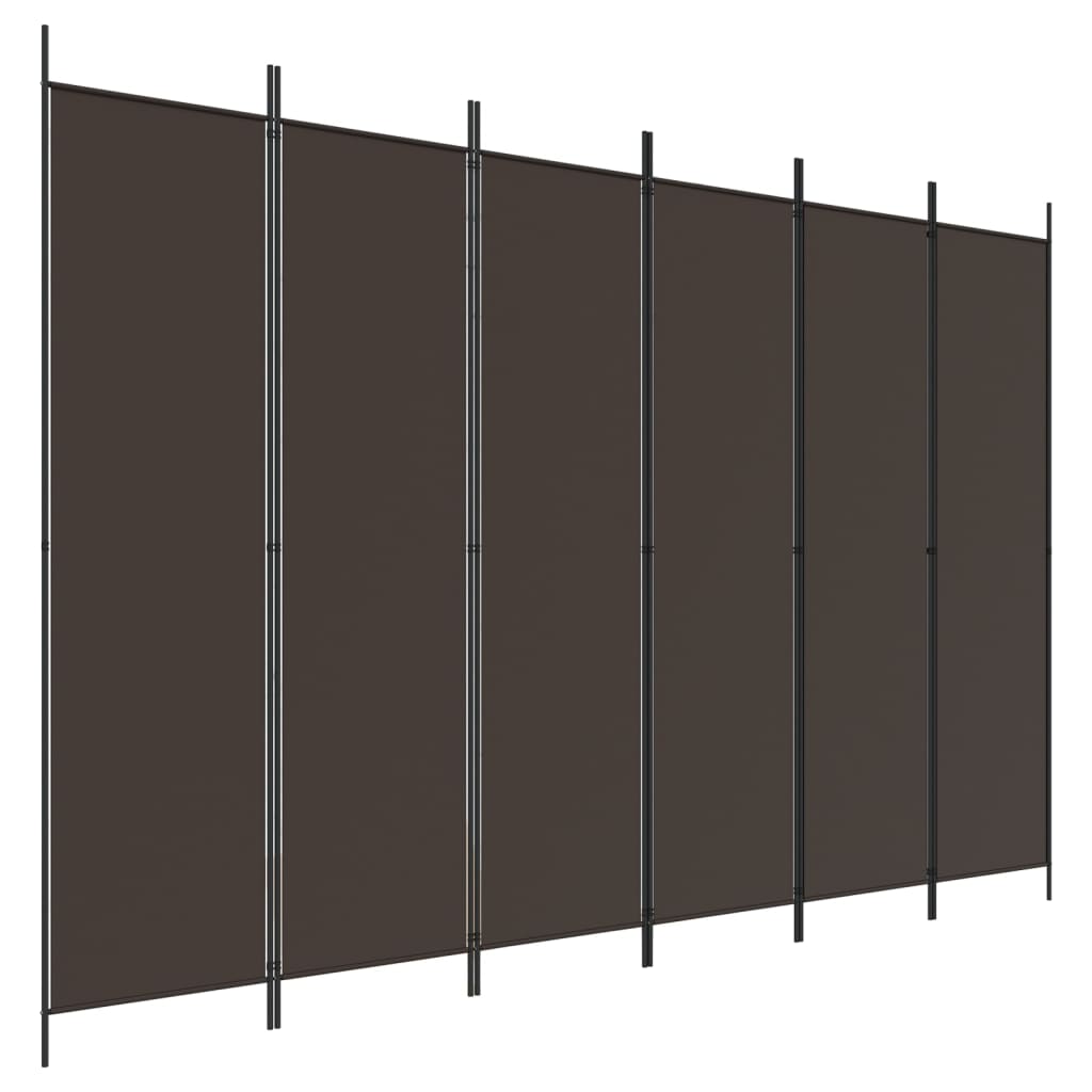 vidaXL 6-Panel Room Divider Brown 118.1"x78.7" Fabric
