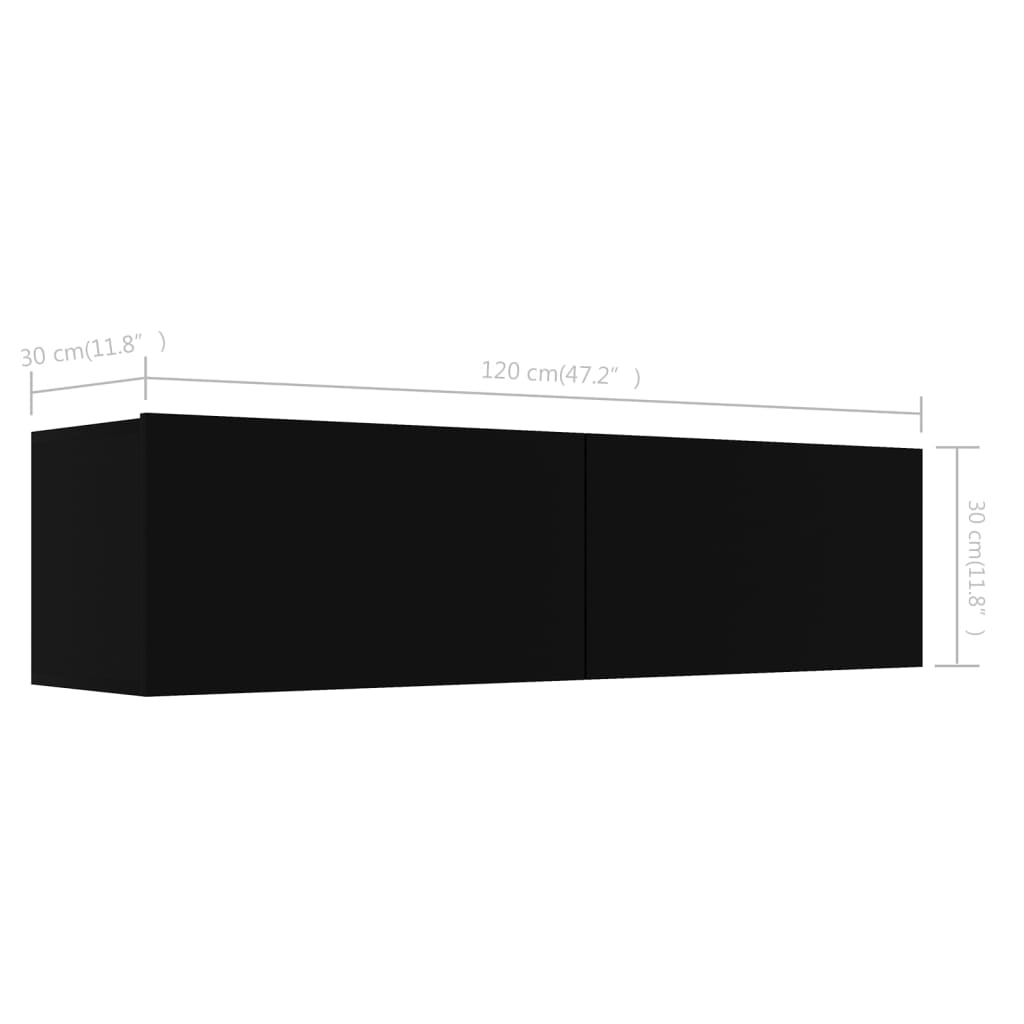 vidaXL TV Stand Black 47.2"x11.8"x11.8" Engineered Wood