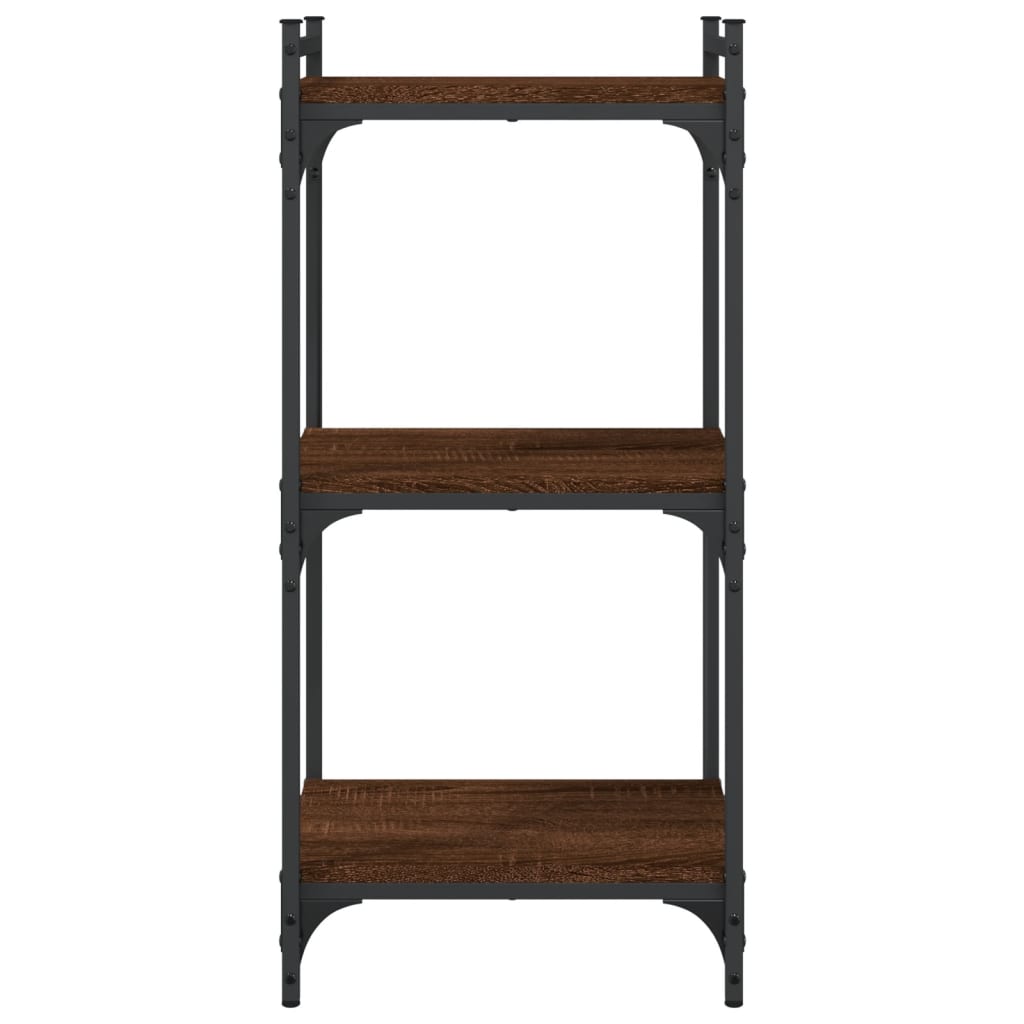 vidaXL Bookcase 3-Tier Brown Oak 15.7"x11.8"x33.9" Engineered Wood