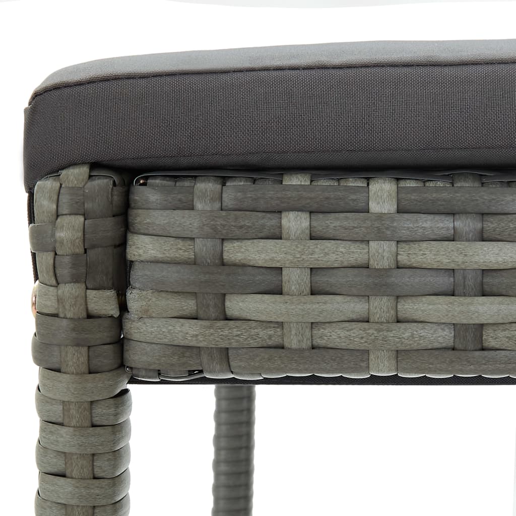 vidaXL Bar Stools with Cushions 6 pcs Gray Poly Rattan