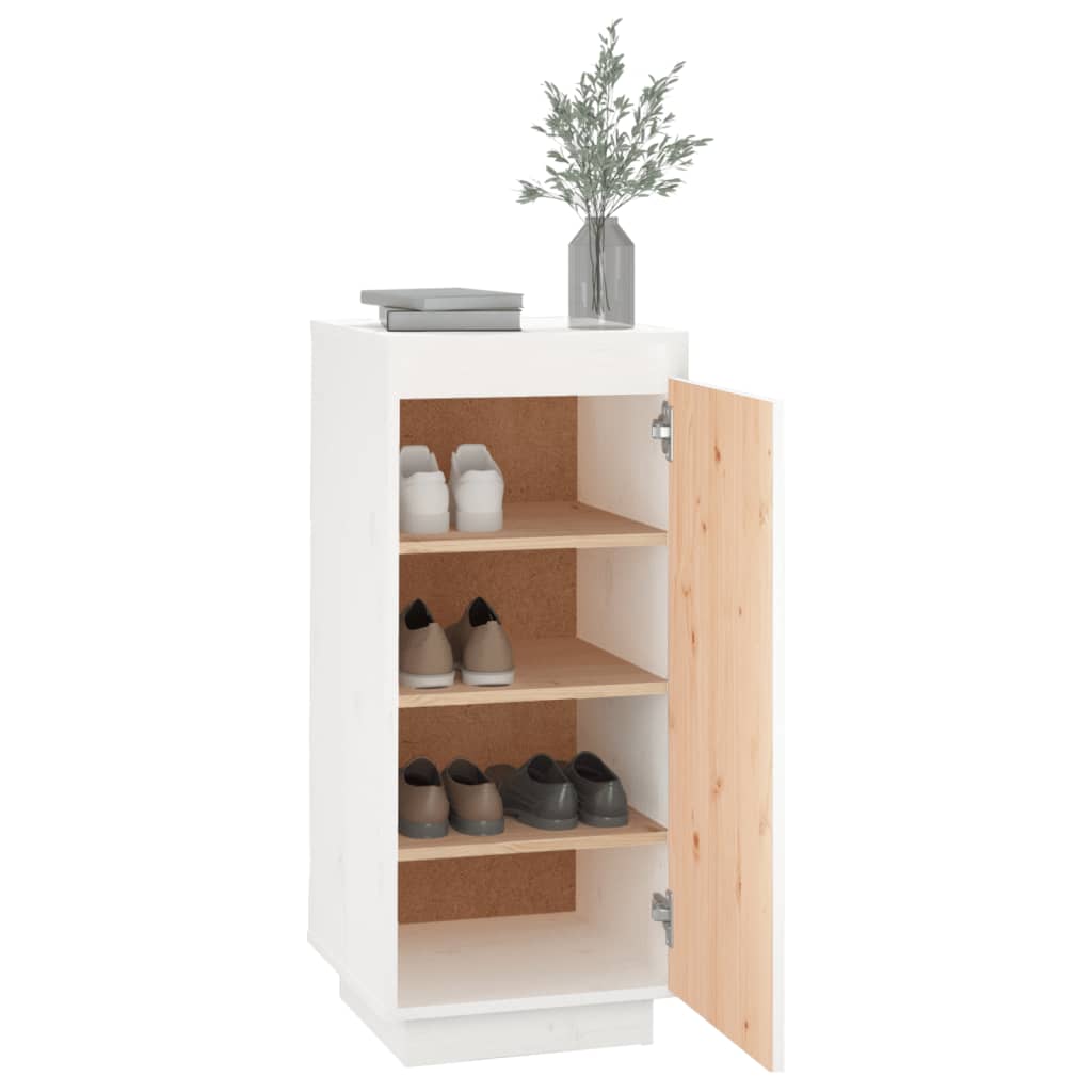 vidaXL Shoe Cabinet White 13.8"x13.8"x31.5" Solid Wood Pine