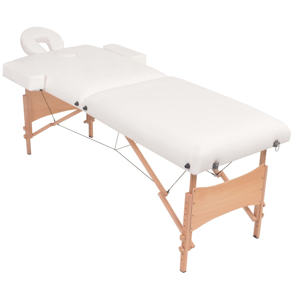 vidaXL 2-Zone Folding Massage Table and Stool Set 3.9" Thick White