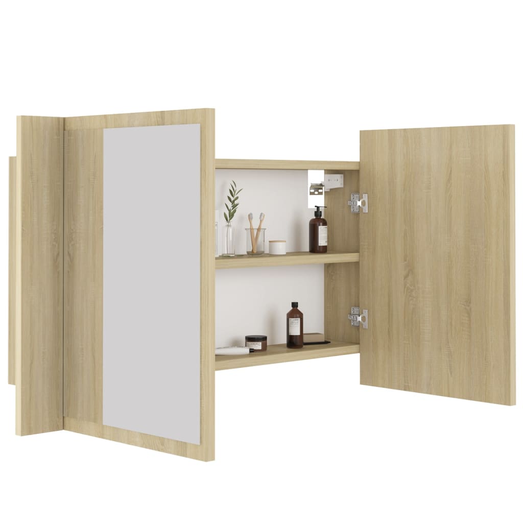 vidaXL LED Bathroom Mirror Cabinet Sonoma Oak 31.5"x4.7"x17.7"