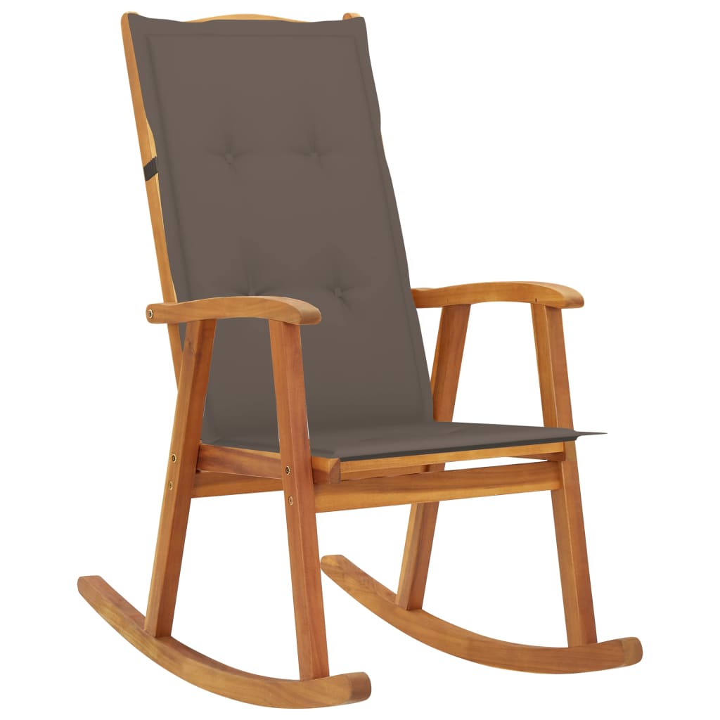 3064187 vidaXL Rocking Chair with Cushions Solid Acacia Wood (311844+47540)