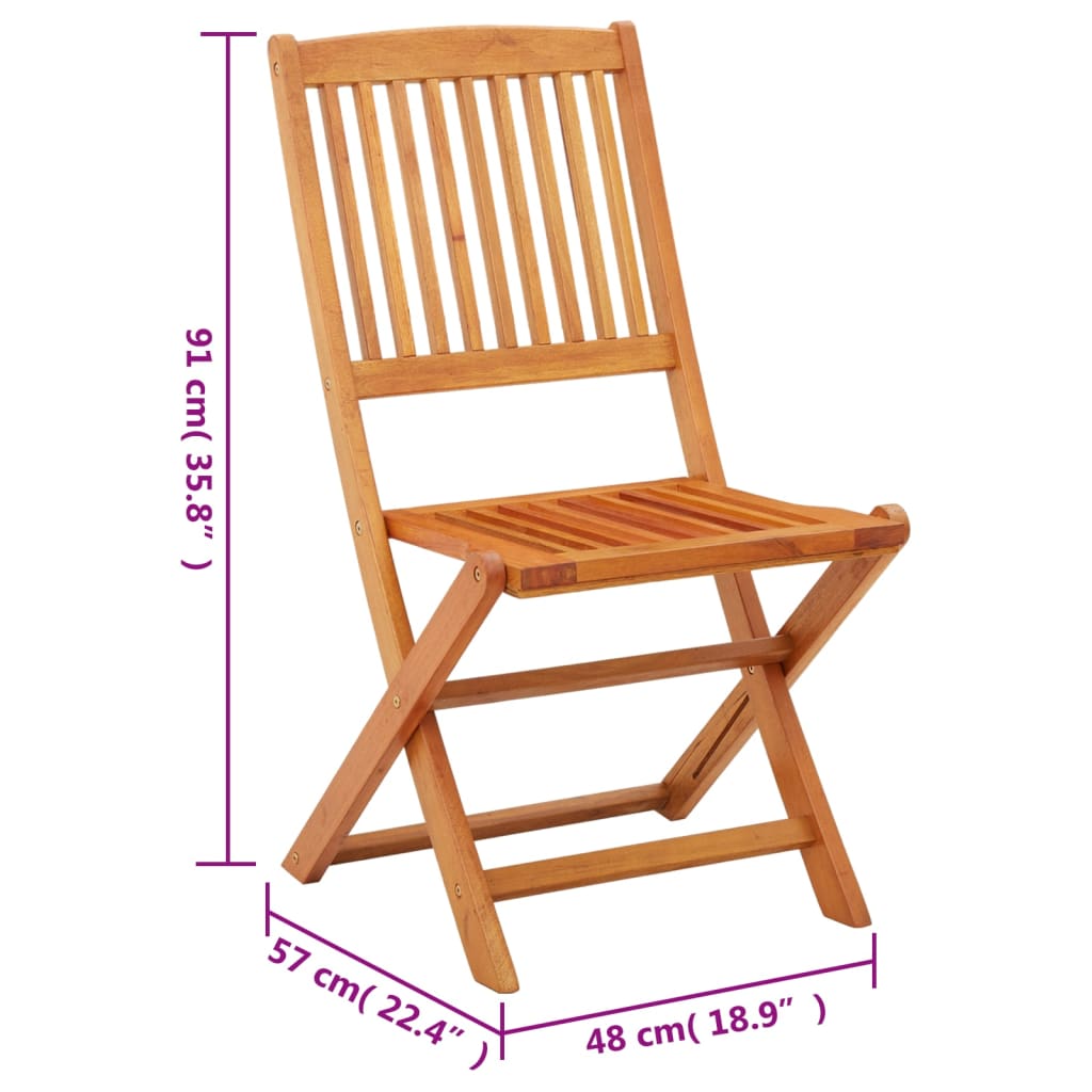 vidaXL Folding Patio Chairs 4 pcs Solid Eucalyptus Wood
