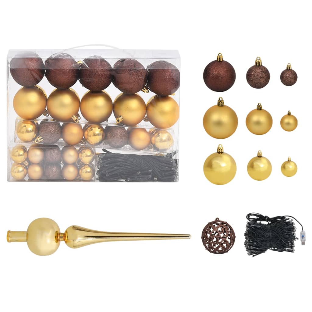 vidaXL Artificial Pre-lit Christmas Tree with Ball Set 70.9"