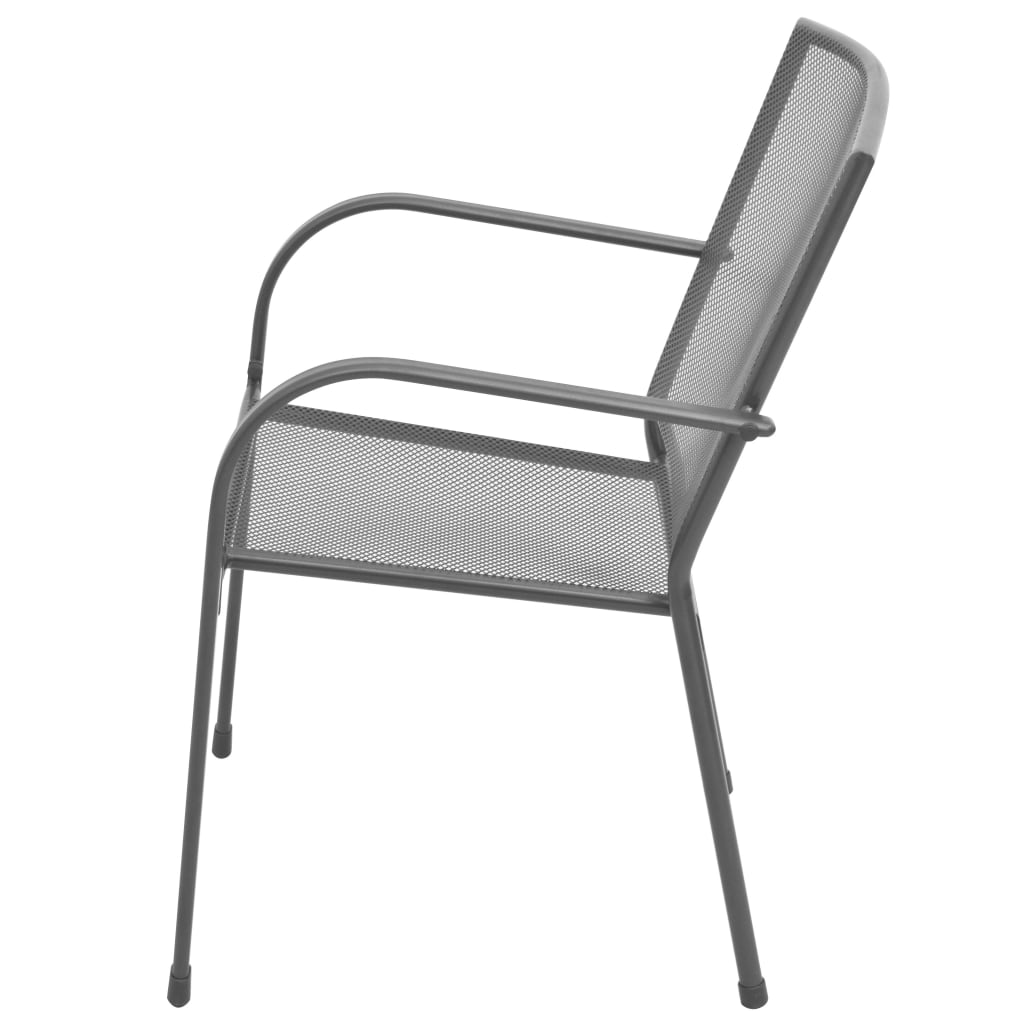 vidaXL Stackable Patio Chairs 2 pcs Steel Gray