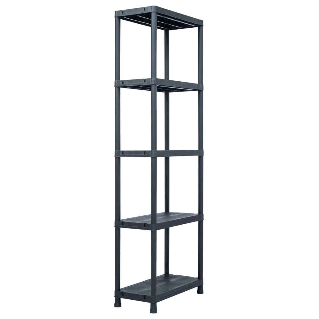 vidaXL Storage Shelf Racks 2 pcs Black 155.1 lb 23.6"x11.8"x70.9" Plastic