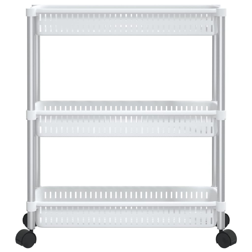 vidaXL 3-Tier Storage Trolley Silver and White Aluminum
