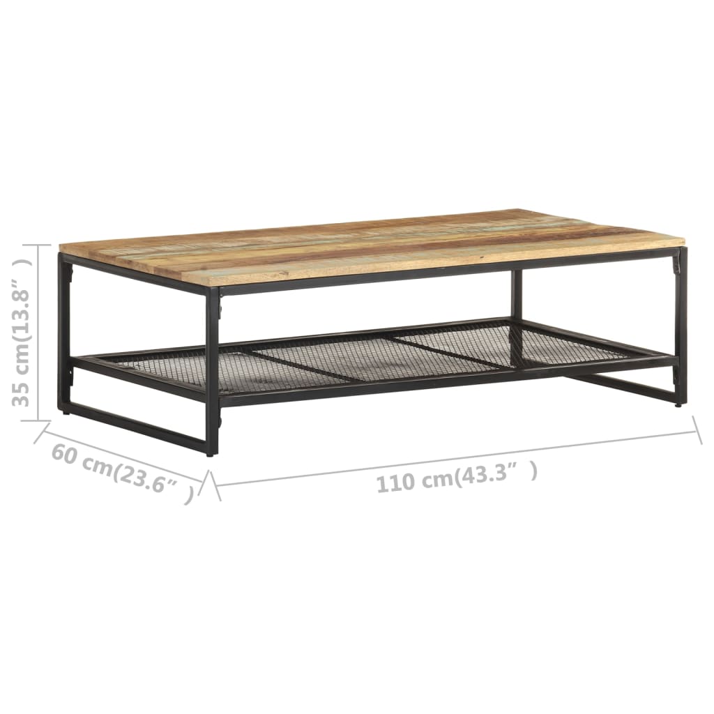vidaXL Coffee Table 43.3"x23.6"x13.8" Solid Reclaimed Wood