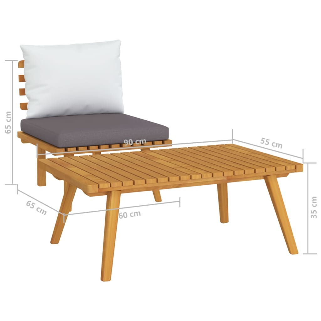 vidaXL 2 Piece Patio Lounge Set with Cushions Solid Acacia Wood