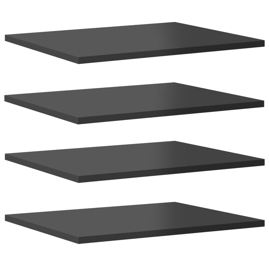 vidaXL Bookshelf Boards 4 pcs High Gloss Gray 15.7"x19.7"x0.6" Engineered Wood