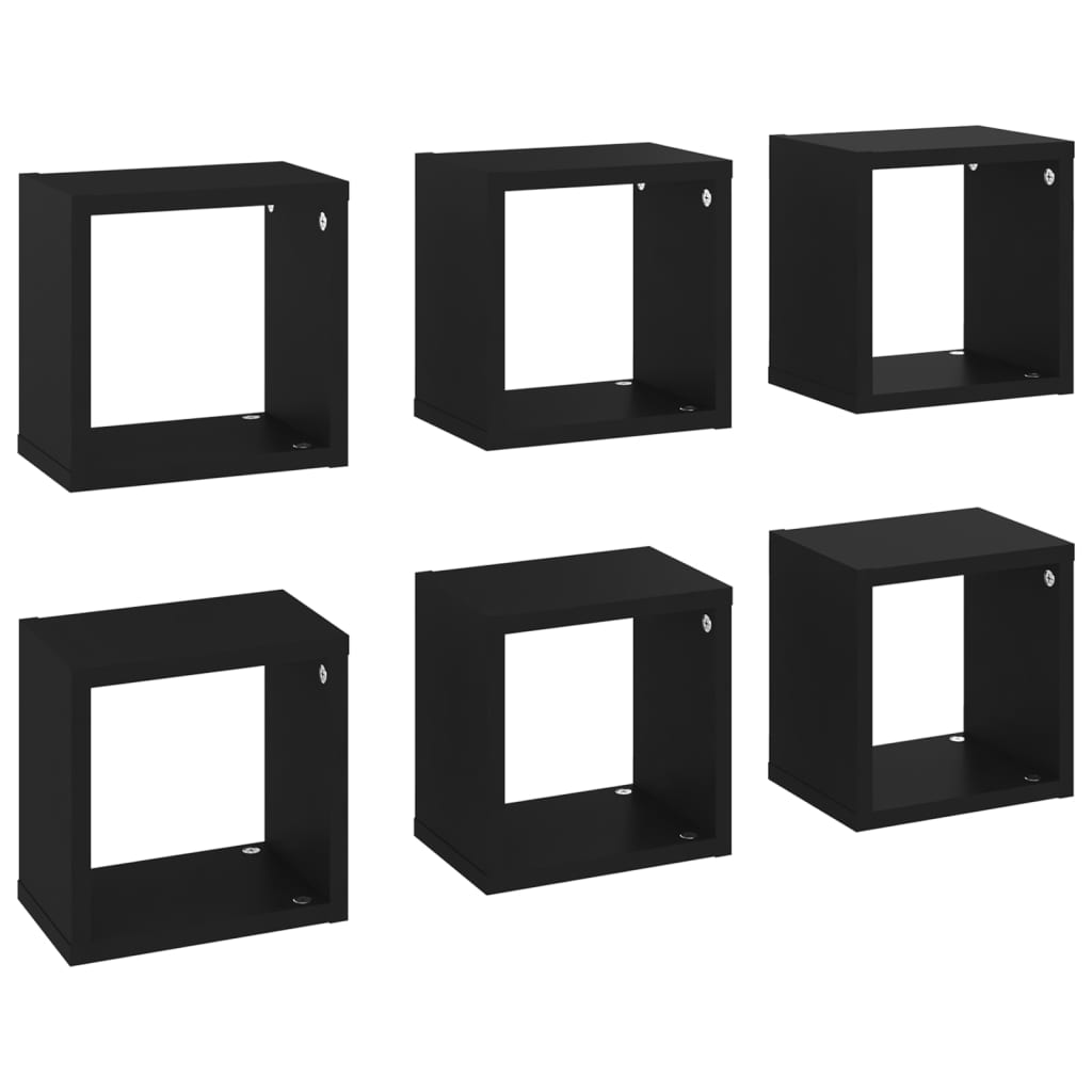 vidaXL Wall Cube Shelves 6 pcs Black 8.7"x5.9"x8.7"