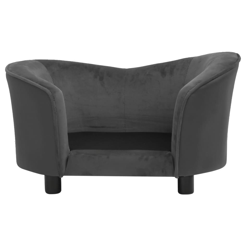 vidaXL Dog Sofa Dark Gray 27.2"x19.3"x15.7" Plush and Faux Leather