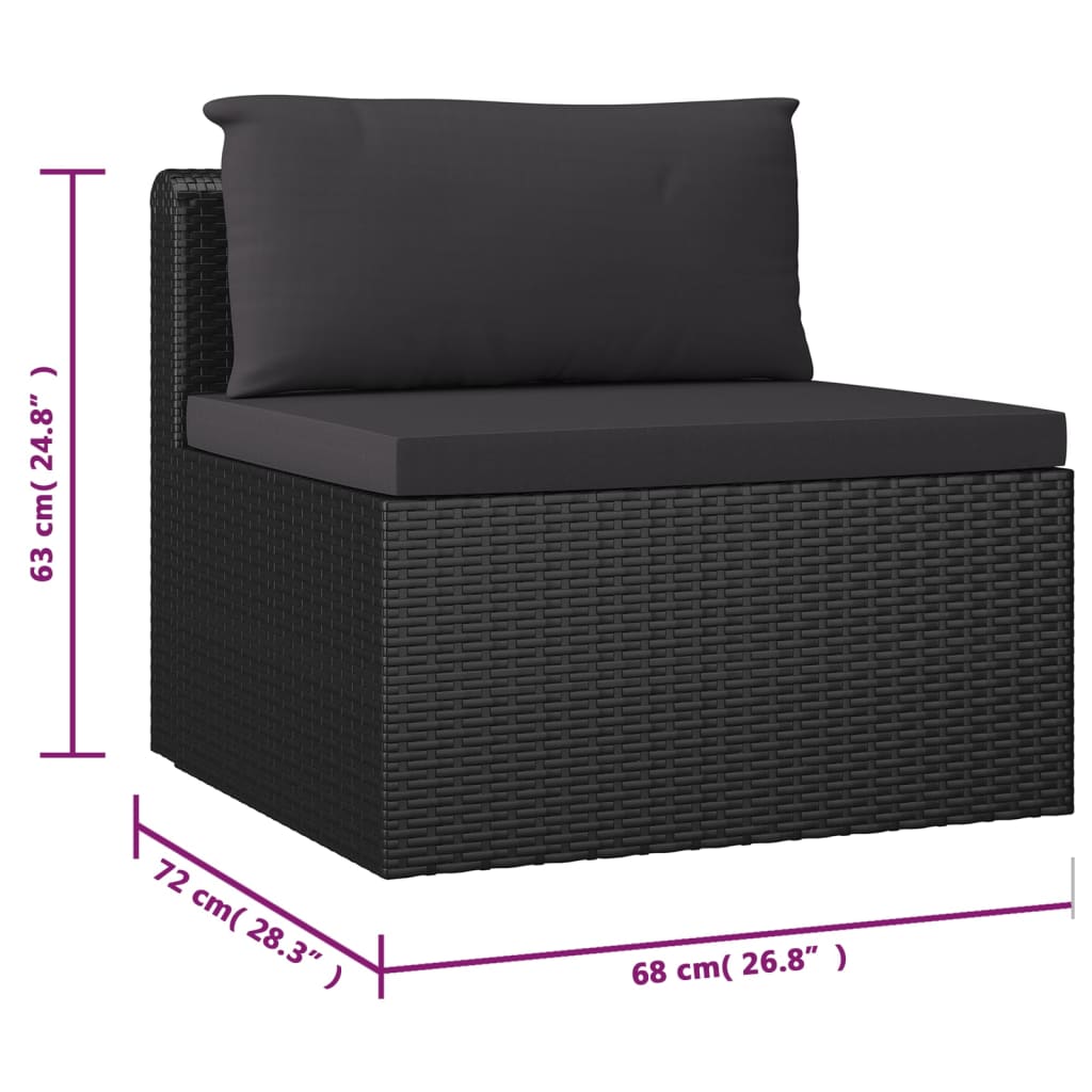 vidaXL 10 Piece Patio Lounge Set with Cushions Poly Rattan Black