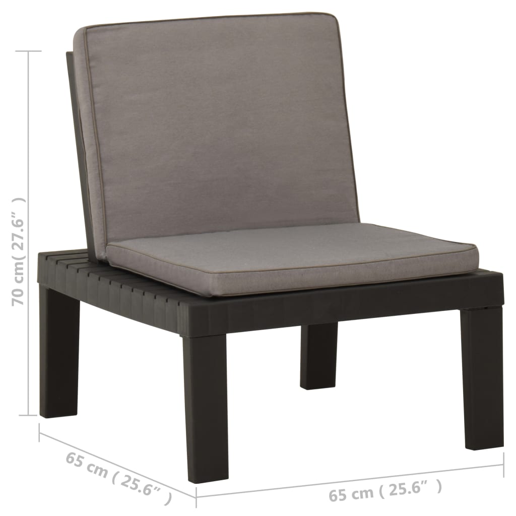 vidaXL Patio Lounge Chair with Cushion Plastic Gray