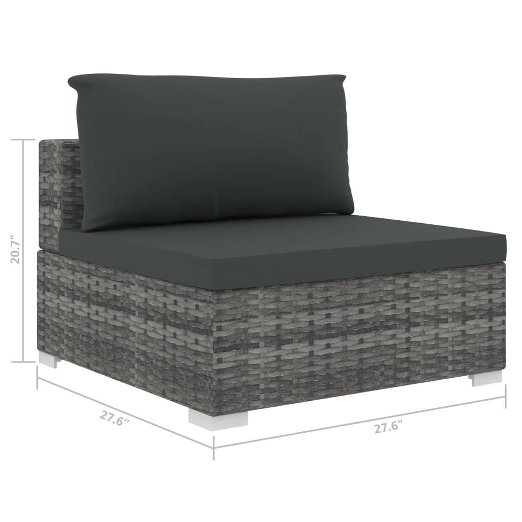 vidaXL 13 Piece Patio Lounge Set with Cushions Poly Rattan Gray