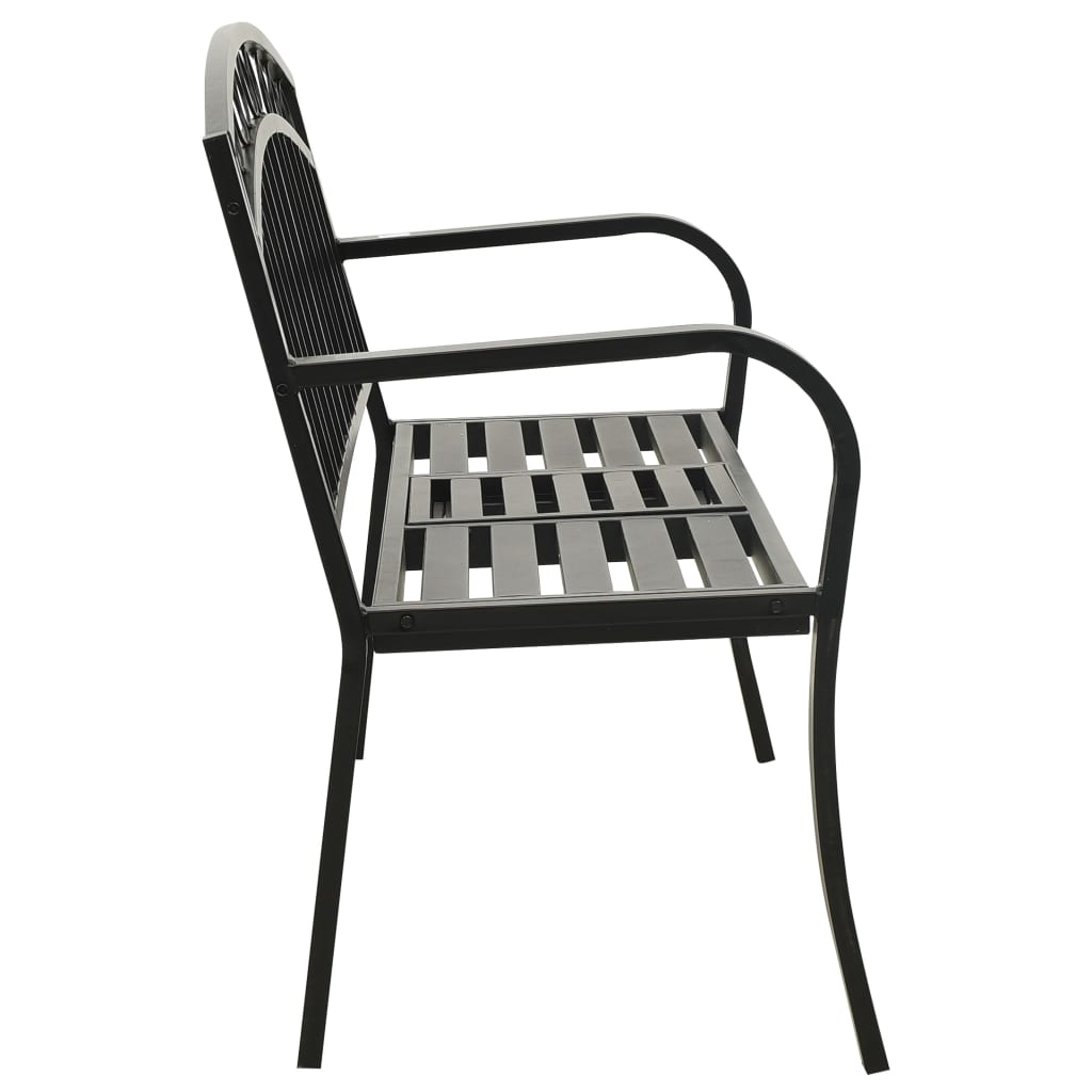 vidaXL Patio Bench with a Table 49.2" Steel Black