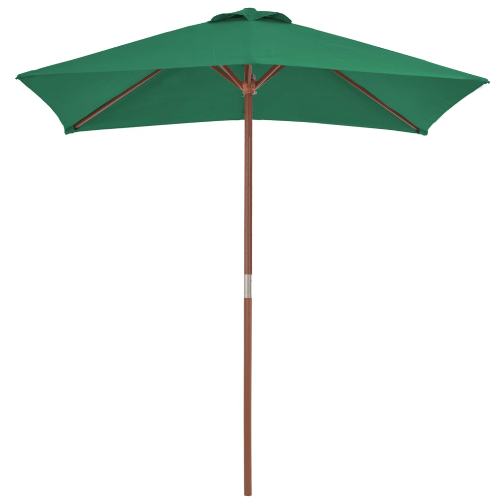 vidaXL Outdoor Parasol with Wooden Pole 59.1"x78.7" Green