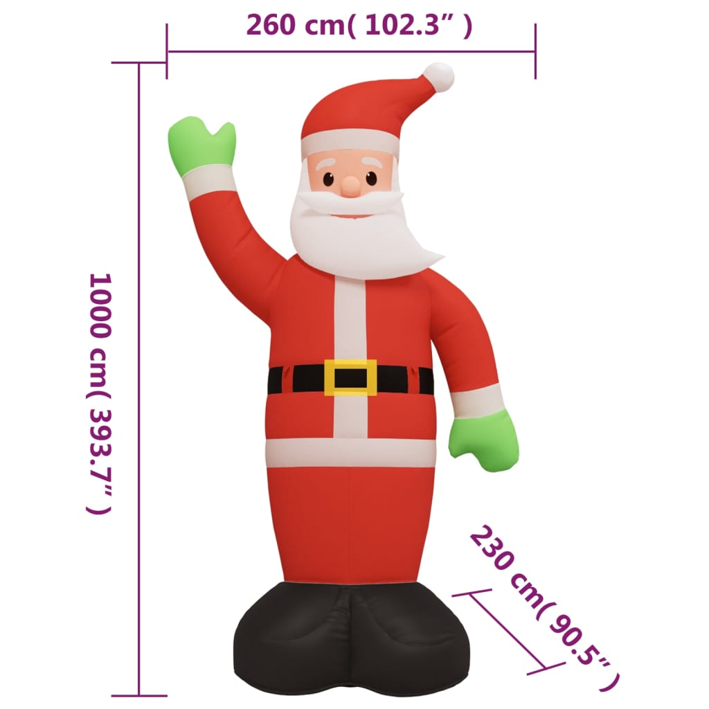 vidaXL Christmas Inflatable Santa Claus with LEDs 393.7"