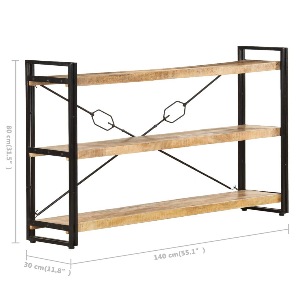 vidaXL 3-Tier Bookcase 55.1"x11.8"x31.5" Solid Mango Wood