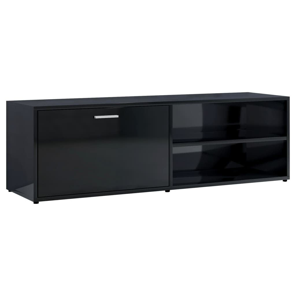 vidaXL TV Cabinet High Gloss Black 47.2"x13.4"x14.6" Engineered Wood