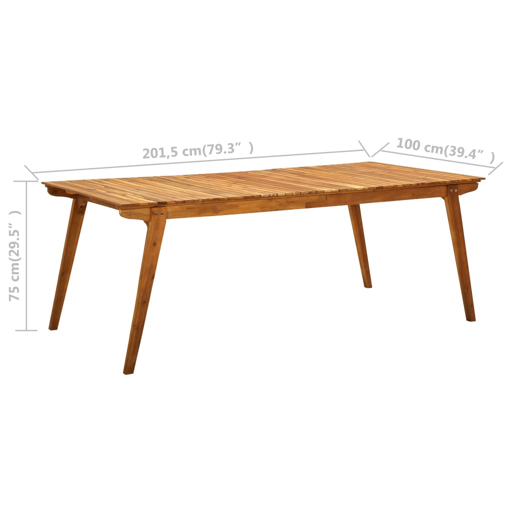 vidaXL Patio Table 79.3"x39.4"x29.5" Solid Acacia Wood