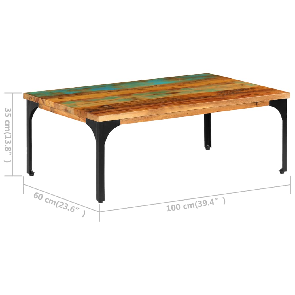 vidaXL Coffee Table 39.4"x23.6"x13.8" Solid Reclaimed Wood