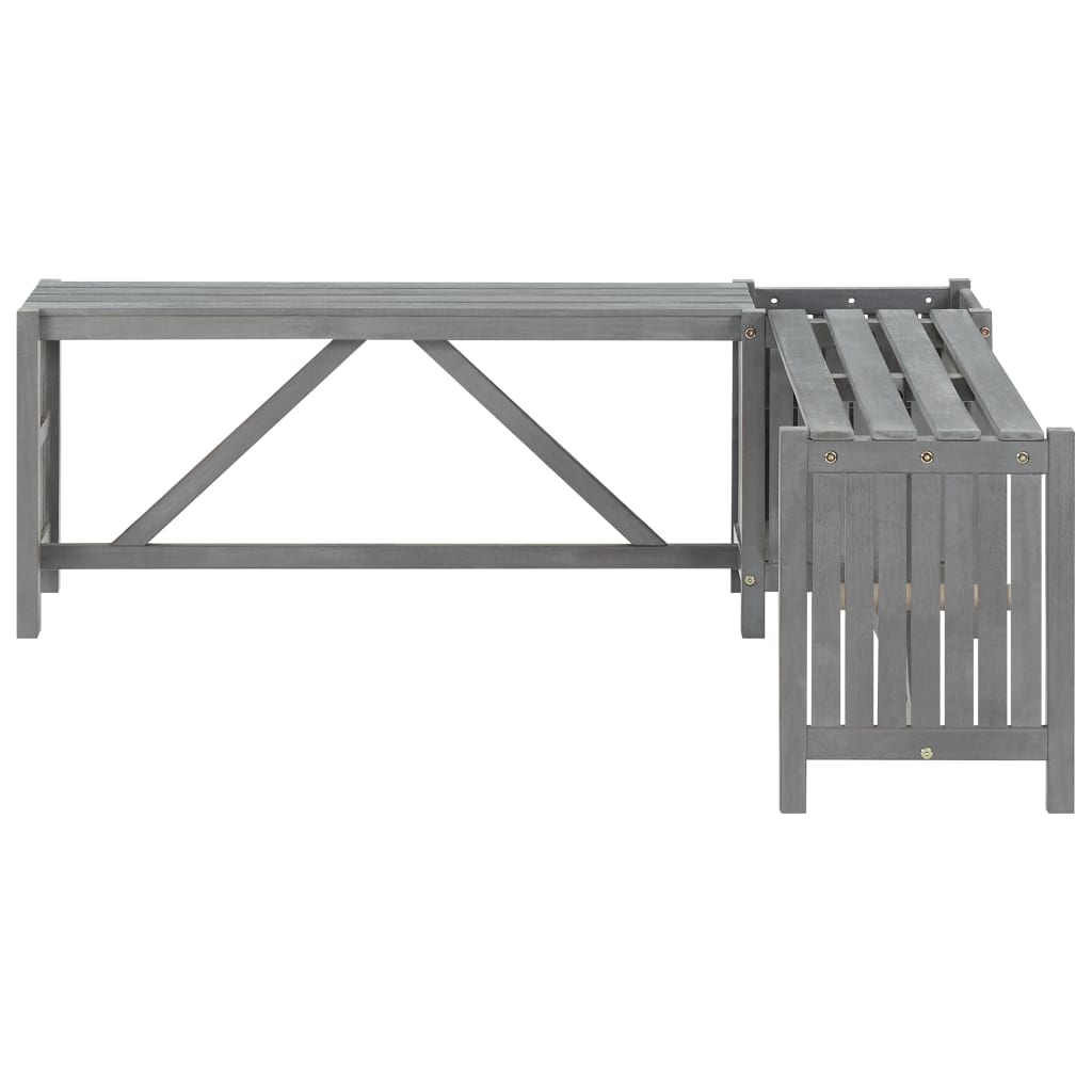 vidaXL Patio Corner Bench with Planter 46.1" Solid Acacia Wood Gray