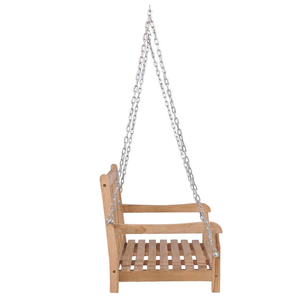 vidaXL Swing Bench with Red Cushion 47.2" Solid Wood Teak