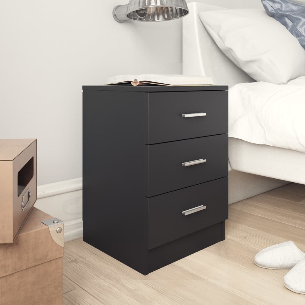 vidaXL Bedside Cabinets 2 pcs Black 15"x13.8"x22" Engineered Wood