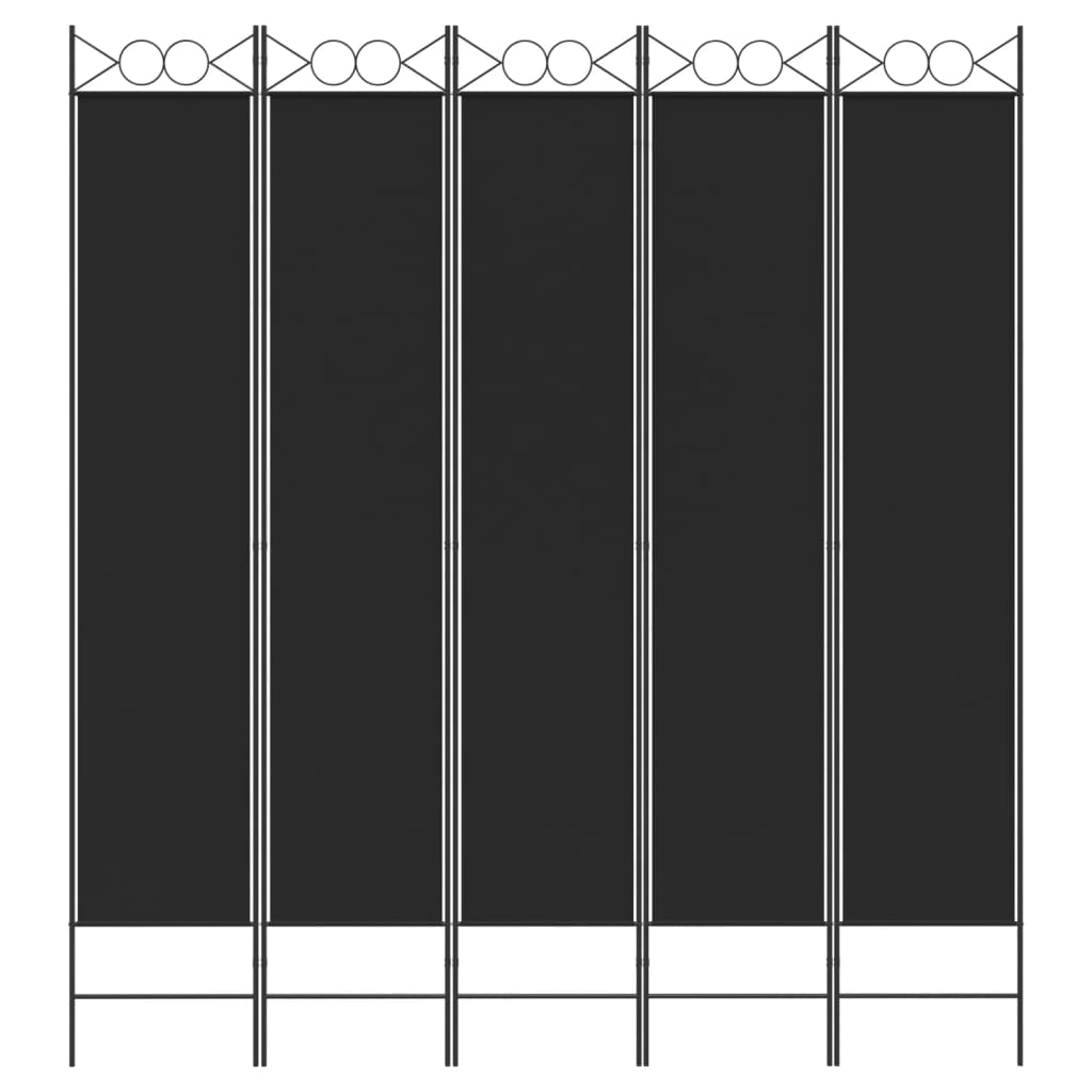 vidaXL 5-Panel Room Divider Black 78.7"x86.6" Fabric