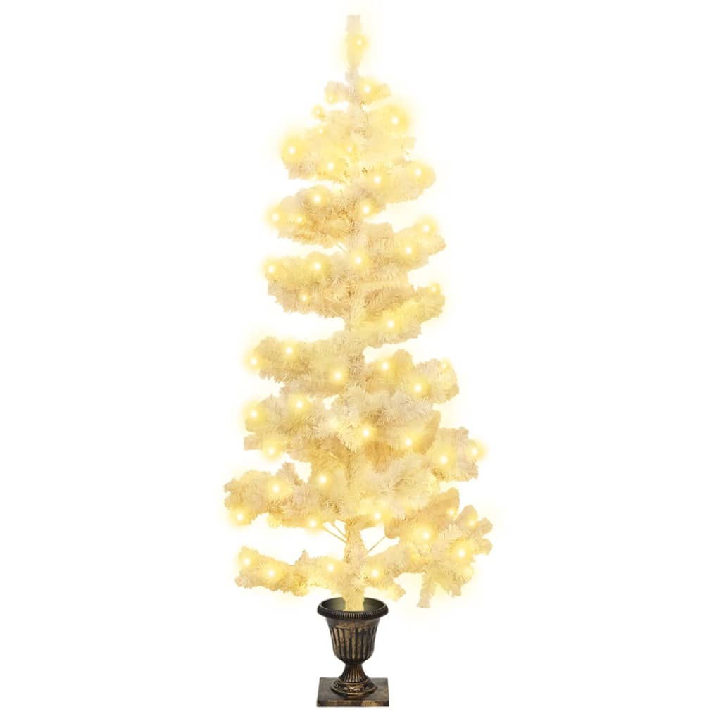 vidaXL Swirl Pre-lit Christmas Tree with Pot White 4 ft PVC