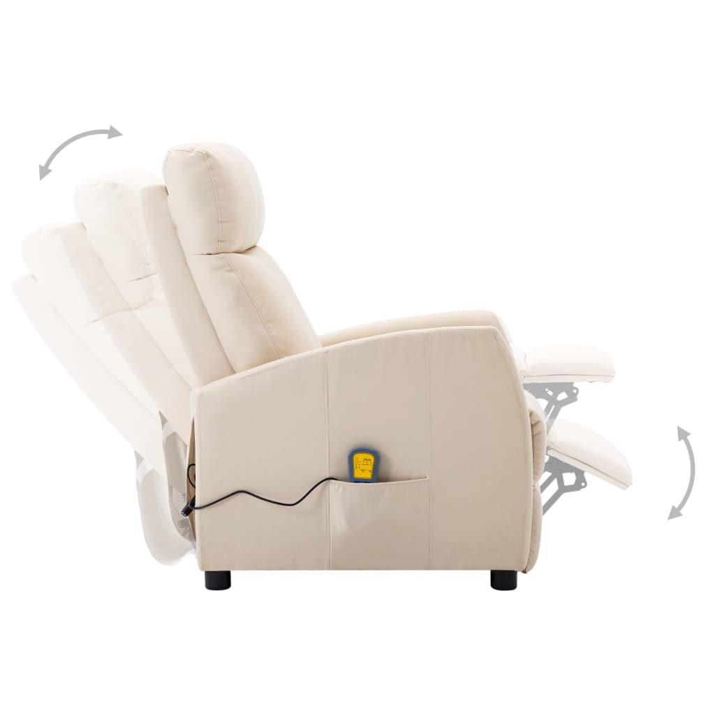 vidaXL Electric Massage Recliner Cream Fabric