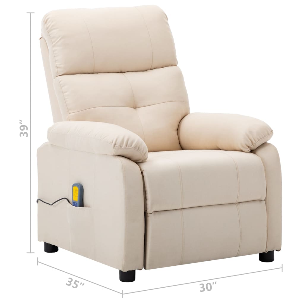 vidaXL Massage Recliner Cream Fabric