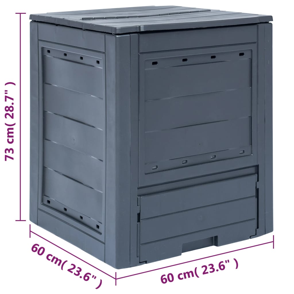 vidaXL Garden Composter Gray 23.6“x23.6”x28.7“ 68.7 gal